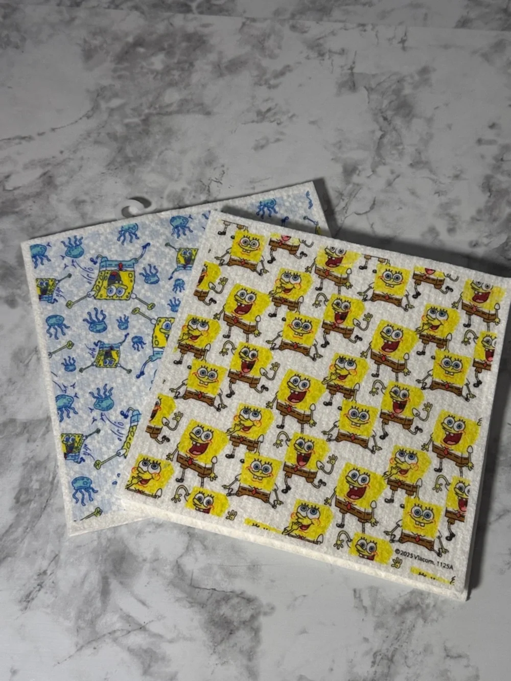 SpongeBob Squarepants Yellow & Blue Swedish Scrubbers - Fun Character Print